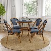 Merrick Lane Sacha Bistro Style Table with Glass Top, PE Rattan, 2 Stack Chairs, and Bamboo Finished Metal Frame for Indoor/Outdoor Use - 2 of 4