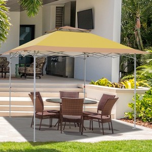 EAGLE PEAK 12x12 Pop up Canopy Tent with Auto Extending Awning 144 Square Feet Sun Shade, Beige - 1 of 4