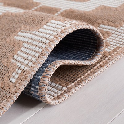Ivory and Natural Geometric Flat Woven Wool Area Rug
