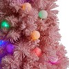 Nearly Natural 4-ft Holiday Frosted Pink Cashmere Artificial Christmas Tree with 30 Jumbo Multicolored Globe LED Lights - 3 of 4