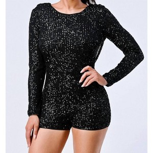 Women's Eye Catcher Sequins Romper - PRIVY - 1 of 3