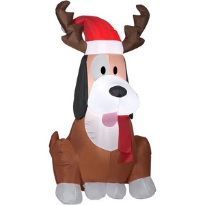 Gemmy Christmas Airblown Inflatable Whimsey Dog w/Antlers, 3.5 ft Tall, Brown - 1 of 3