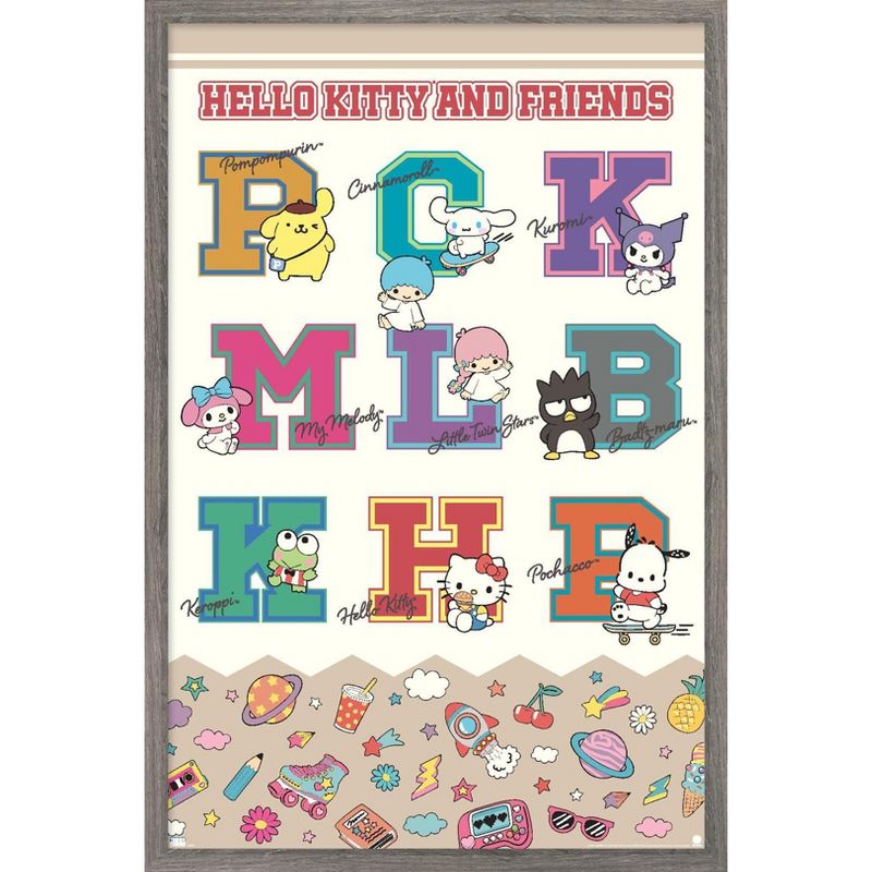 Trends International Hello Kitty and Friends: 24 College Letter - Group Framed Wall Poster Prints, 1 of 7