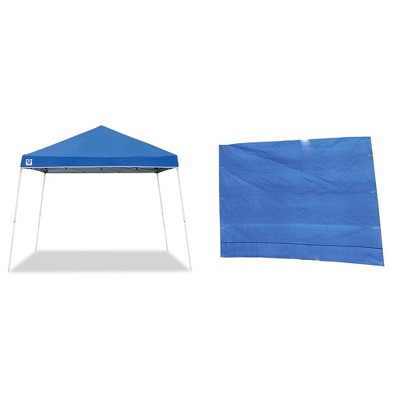 Z-Shade 10 x 10 Foot Horizon Angled Leg Instant Shade Canopy Tent Shelter with Z-Shade 10 Ft Angled Leg Canopy Tent Taffeta Attachment, Blue