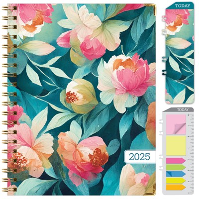 Global Printed Products Hardcover CY 2025 Fashion Planner - 8.5"x11" (Teal Floral)