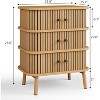 3 Drawer Dresser, Chest of Drawers for Bedroom, Spacious Storage Wicker Dresser with Matte Black Handles and Wood Legs for Closet, Hallway, Nature - 2 of 4