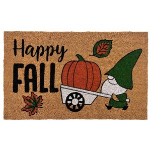 Kate Aurora Happy Fall Harvest Pumpkin Bristled Outdoor All Season Welcome Mat - 18"x30" - 1 of 4