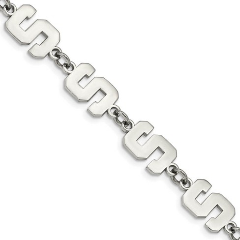 Black Bow Jewelry Stainless Steel Michigan State Spartans NCAA charm Bracelet 8.5 Inch - image 1 of 4