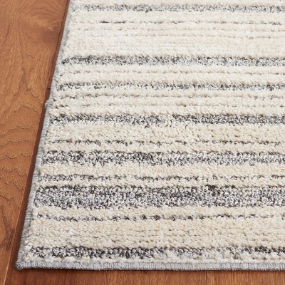 Ivory and Dark Grey Striped Shag 4' x 6' Rug