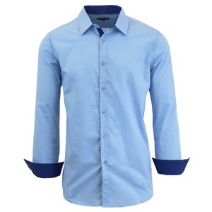 Galaxy By Harvic Men's Long Sleeve Slim-Fit Solid Dress Shirts - 1 of 4