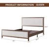 Vintage Wood Grain Metal Platform Bed Frame with Linen Headboard and Footboard - 2 of 4