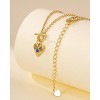 Molenia Heart Toggle Clasp Necklace in Sterling Silver, 14K Gold Heart Pendant Necklace, Blue CZ Necklace, T Bar Necklace, Birthday Gift for Her - 3 of 4