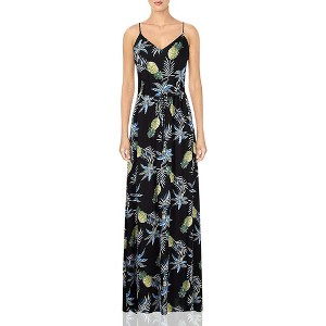Womens V Neck Adjustable Spaghetti Strap Dress Sleeveless Boho Beach Floral Maxi Dress with Pockets - 1 of 4
