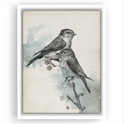 Bird Prints With Weathered Frames Set of 4