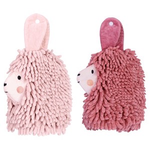 REGALWOVEN Cute Cartoon Alpaca Soft Absorbent Chenille Decorative Hand Towels 2 Pcs - 1 of 4