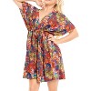 LA LEELA Women's Beachwear Summer Beach Dress Cover Ups for Swimwear Women Loose Front Tie Swimsuit Coverups for Women XL- XXL Multicolored, Floral - 3 of 4
