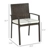 Resenkos PE Rattan Outdoor Dining Chair Set with Cushion, 4 Patio Wicker Dining Chairs with Backrest, Cream White Brown - 2 of 4