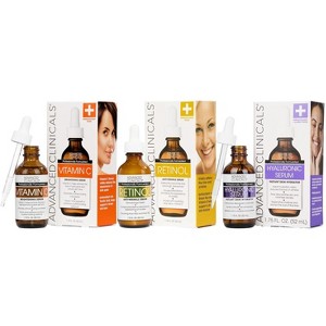 Advanced Clinicals Anti-Aging Facial Serum Set - Retinol, Hyaluronic Acid, Vitamin C Three Piece Set - 1 of 4