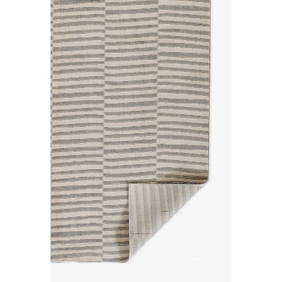 Xander Gray and White Striped Synthetic Runner Rug