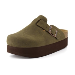 CUSHIONAIRE Women's Loom Cork Footbed Platform Clog – Comfortable Vegan Leather, Arch Support, All-Day Comfort, Wide Widths Available - 1 of 4