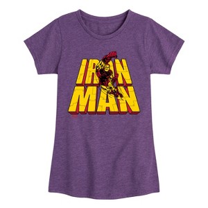 Girls' - Marvel - Iron Man Stacked Name Fitted Short Sleeve Graphic T-Shirt - 1 of 4
