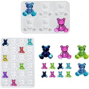 JDICTION 2-Pack 3D Bear Silicone Molds - Epoxy Resin & Candy Fondant Mold For DIY Earrings, Brooches, Hairpins & Cake Craft - 1 of 4