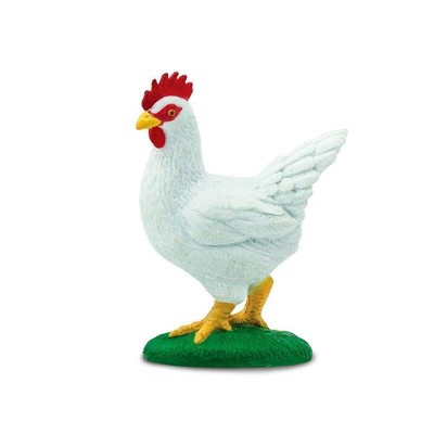 White Chicken with Red Comb on Grass Farm Figure by Safari Ltd 160229