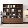 Okak Tall Bookshelf, Storage Rack with 4 Cubes and 2 Drawers, 4-Tier Bookshelf, Modern Display Bookcase for Living Room, Office, Walnut - 2 of 4