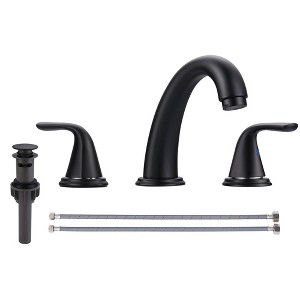 WOWOW 8 in. Widespread Double Handle Bathroom Faucet in Brushed Nickel - 1 of 4