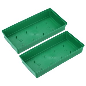Unique Bargains Rectangular PP Plastic Floral Flower Arrangement Centerpiece Tray Green 2 Pcs - 1 of 4