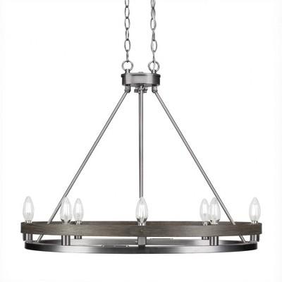 Toltec Lighting Belmont 8 - Light Chandelier in  Graphite/Distressed Wood