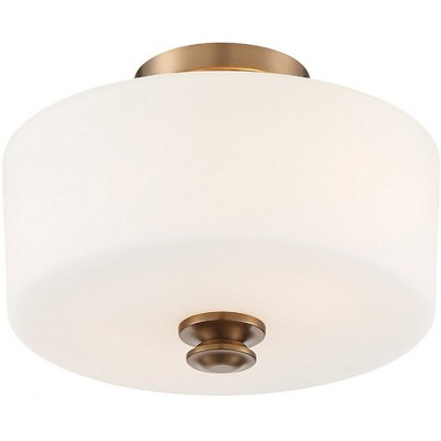 Vibrant Gold Glass Drum LED Indoor/Outdoor Ceiling Light