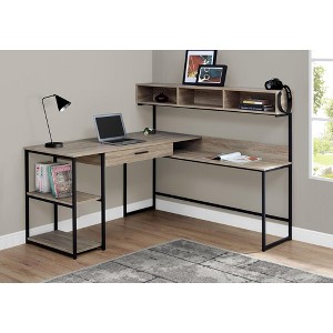 PAGED Simple Modern Computer Desk, Trapezoid Home Office Desk with 4 Storage Drawers, Wooden Desktop and Metal Legs for Office, Study - 1 of 4
