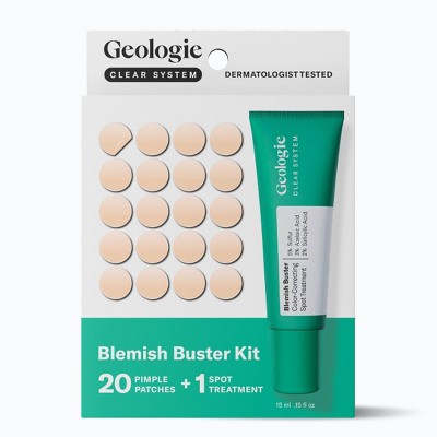 Geologie Clear System Blemish Buster Kit - Acne Pimple Patches & Spot Treatment - 20ct + 15ml