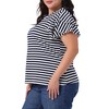 Agnes Orinda Women's Plus Size Round Neck Ruffle Short Sleeve Striped Summer Casual T-Shirt - 2 of 4