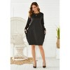 Clearlove Womens Round Neck Long Sleeve Knit Sweater Dress  Large Side Pockets Mini Dresses - 3 of 4