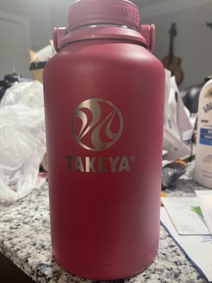Takeya 64oz Actives Insulated Stainless Steel Water Bottle with Straw Lid and Extra Large Carry Handle - Pink