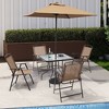 Crestlive Products 6 PCS Patio Dinning Set 4 Folding Chairs Square Tempered Glass Table and Umbrella Set - 3 of 4