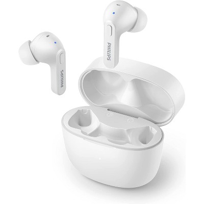 Philips T2206 True Wireless Headphones with IPX4 Water Resistance, Super-Small Charging case, Integrated Controls, Built-in Microphone, Up to 18 Hours Playtime, White (TAT2206WT)