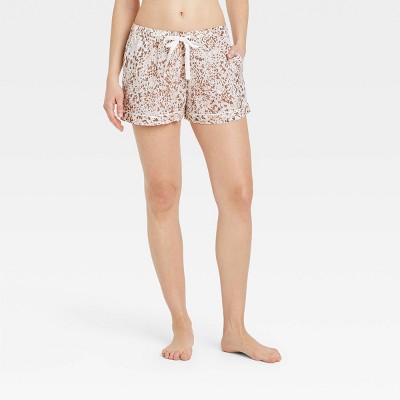 Women's Leopard Print Simply Cool Pajama Shorts - Stars Above™ Cream XS