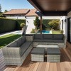 8 Piece Outdoor Wicker Patio Furniture Set,Wicker Garden Sofa Set with Cushions and Glass Table,Rattan Sectional Sofa for Backyard–Coolbibila - 3 of 4