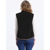 Allegra K Women's Fleece Contrast Color Button Down Sleeveless Fuzzy Jacket Vest with Pockets - 4 of 4