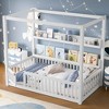 Zeus & Ruta Solid Wood Floor Bed with Canopy, Guardrails & Shelves for Kids - No Box Spring Needed - 4 of 4