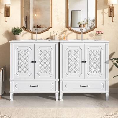 Christopher Knight Home Mason Modern 30" Bathroom Vanity with Ceramic Sink, Shelf and Drawer( Set of 2)