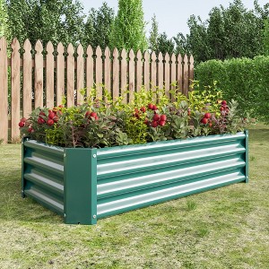 7.6x3.7x0.98ftRaised Garden Bed Kit - Metal Raised Bed Garden,Black - 1 of 4