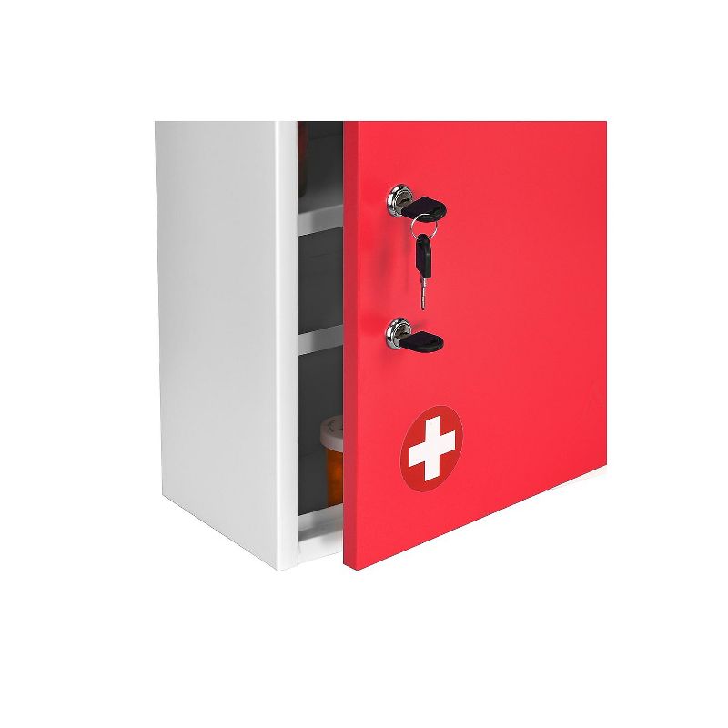 AdirMed 21 in. H x 16 in. W Dual Lock Surface-Mount Medical Security Cabinet in Red with Pull-Out, 4 of 8
