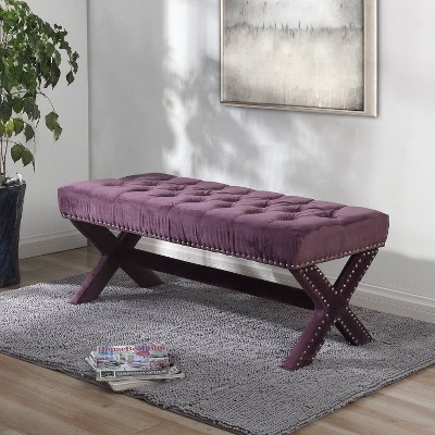 Inspired Home Louis Velvet X-Leg Bench