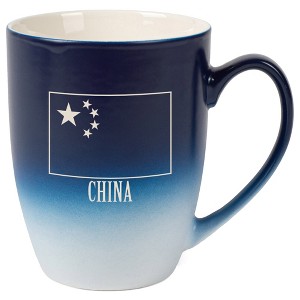 Elanze Designs China Chinese Flag 12 Ounce Ceramic Laser-Etched Engraved Drinkware Mug, Blue and White Ombre - 1 of 4