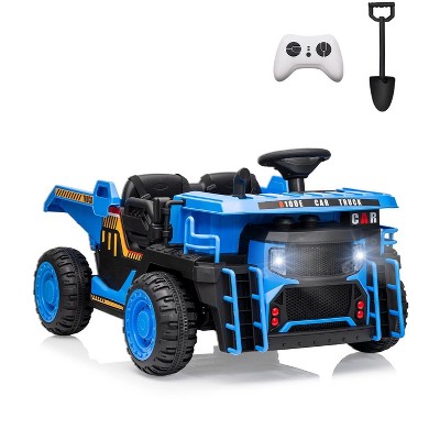 Pink 24V Two Seater Ride On Dump Truck For Kids Ages 3 To 10 With Parental Remote Control Realistic Construction Design Functional Bed Shovel Led Lig