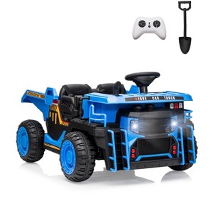 Pink 24V Two Seater Ride On Dump Truck For Kids Ages 3 To 10 With Parental Remote Control Realistic Construction Design Functional Bed Shovel Led Lig - 1 of 4